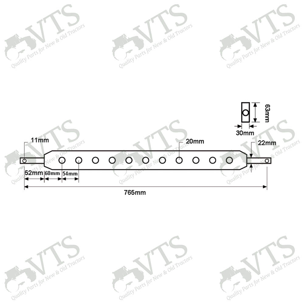 S.49123 Linkage Drawbar (Fits CAT. 1) No. holes: 5, 520mm