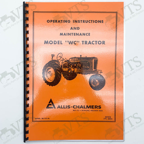 Allis Chalmers WC Maintenance & Operators' Handbook