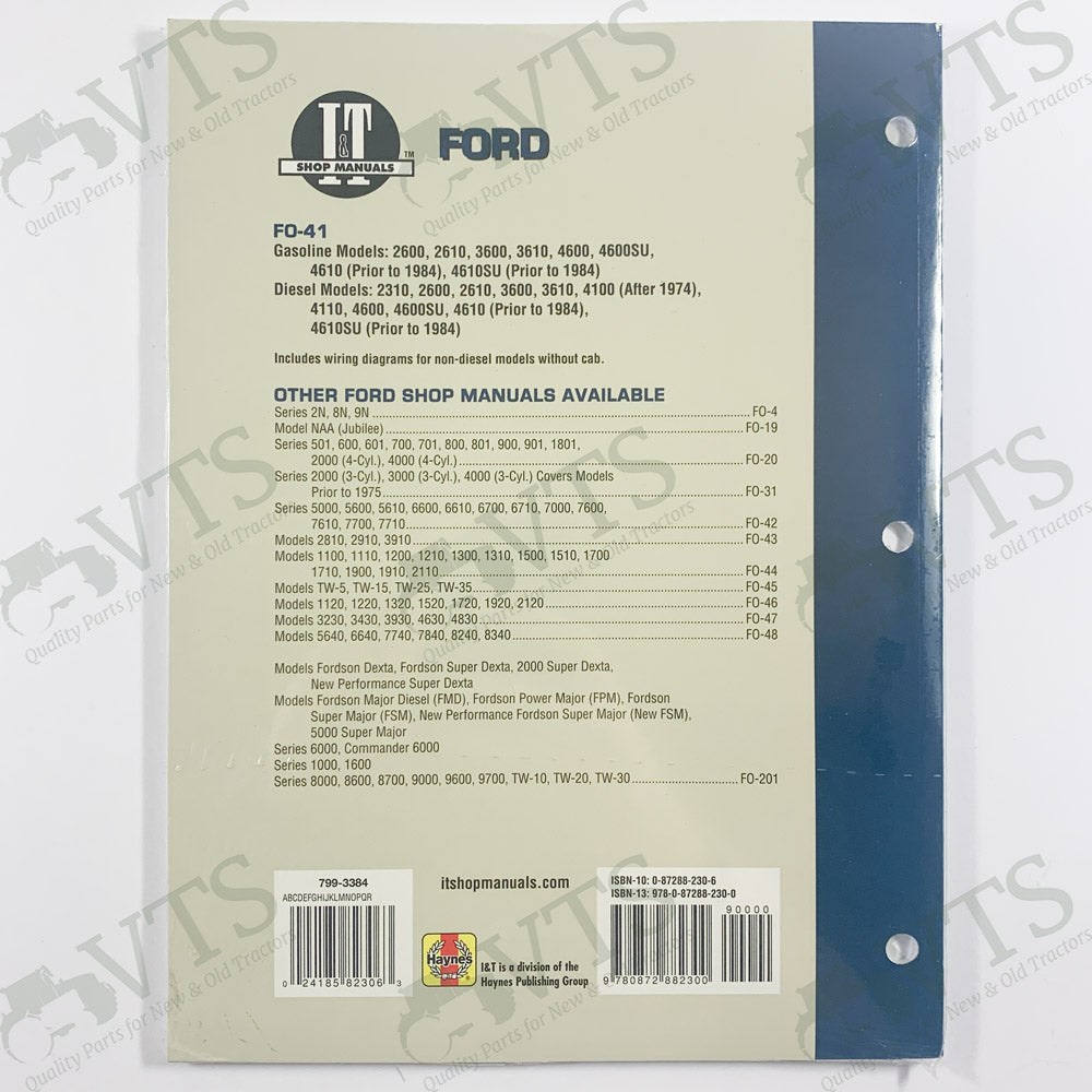 I&T Ford Shop Manual FO-41 | Ford 2000, 3000, 4000